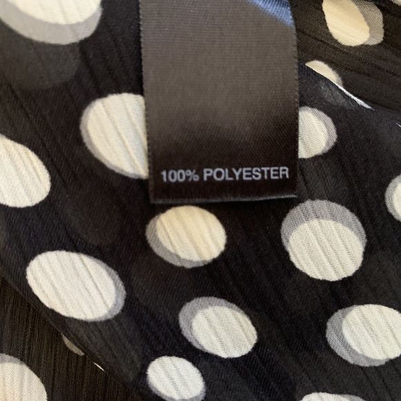 Avenue Black White Polka Dot Top Women 26/28 Button Up Scoop Neck - Picture 11 of 12